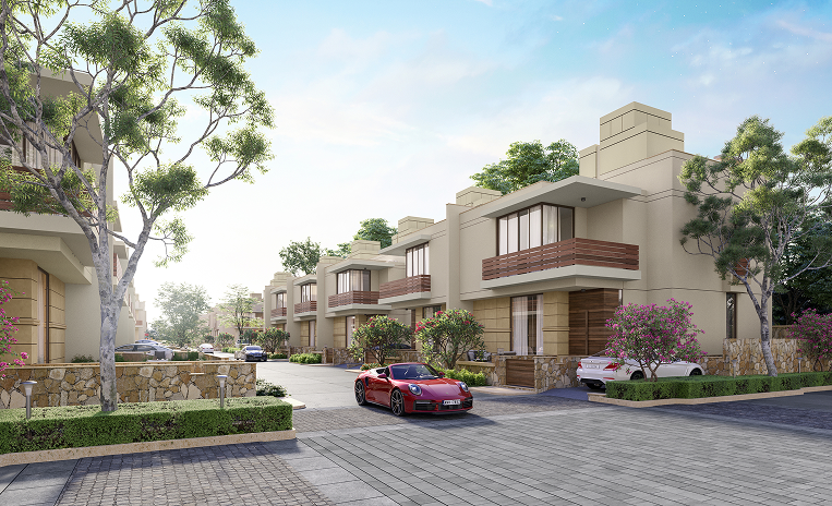 Luxury villa community with landscaped surroundings developed by Balar Builders in Vapi Gujarat