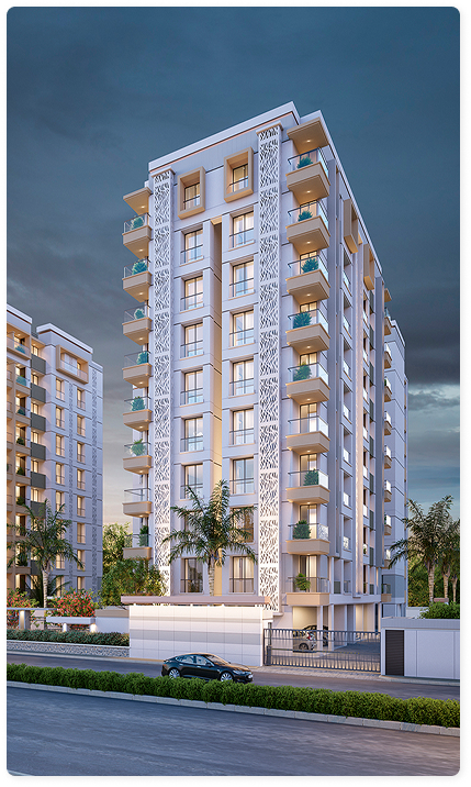 Modern apartment complex at Vista Regency residential project in Chala Vapi Gujarat